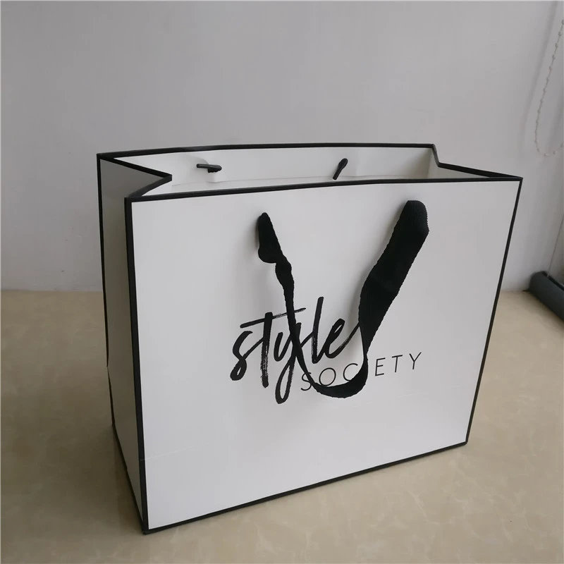 Download Wholesale 500pcs Lot Recyclable Paper Bags With Ribbon Handle Customized Shopping Bags Logo With Black Line Boutique Gift Bag Recycle Bag Shopping Bag With Handlerecycle Shopping Bag Aliexpress