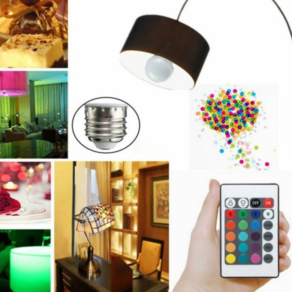 ICOCO 3 Вт RGB Светодиодная лампа цветная E27 разноцветная диммер для дома