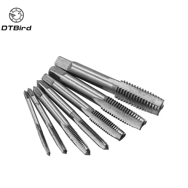 

7PCS/Set Bearing Steel Taper HSS M3-M12 Machine Spiral Point Straight Fluted Screw Thread Hand Tap Drill