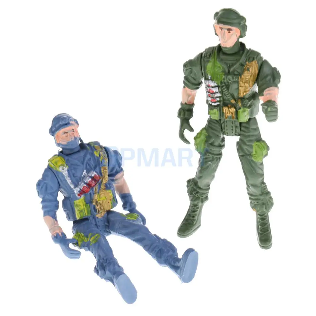 5pcs Plastic Military Playset Toy 9cm Paratroopers with Parachute Soldier Action Figures Kids Toy
