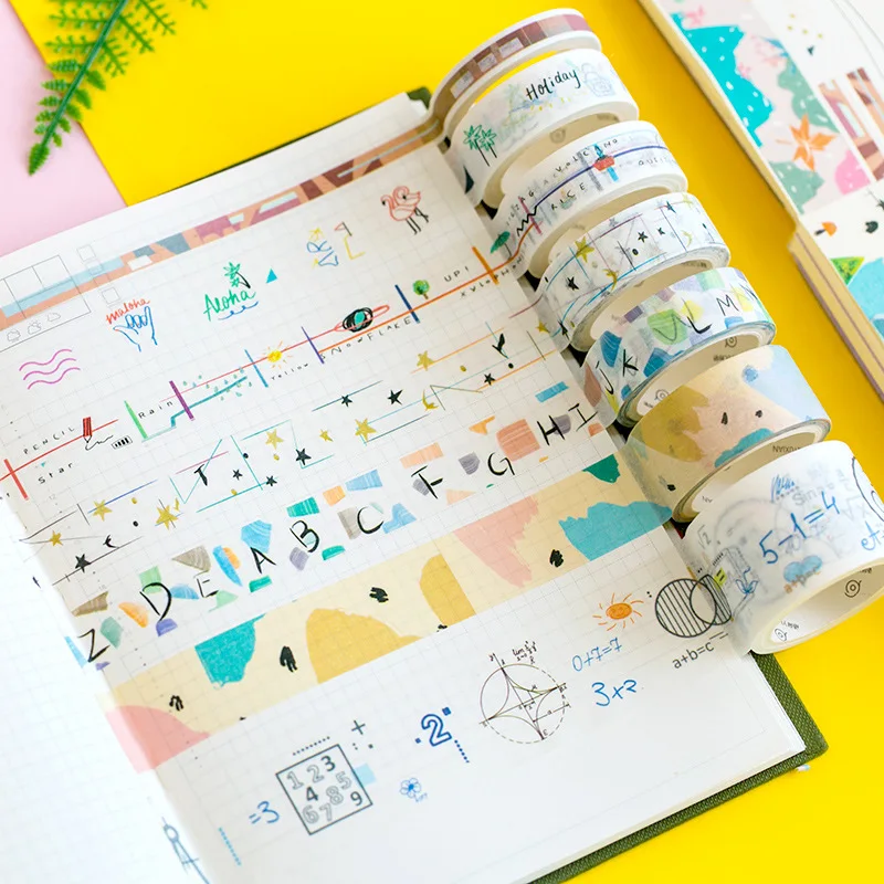 

Colored Rain Washi Tape Set Decorative Masking DIY Tapes Sticky Adhesive Paper Masking Tape with Lovely Printed