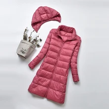 Womans Ultra Light Down Jackets Slim Hooded Extra Long Women White Duck Down Padded Coats 2019 Warm Down Parkas with Hat цена Womans Ultra Light Down Jackets Slim Hooded Extra Long Women White Duck Down Padded Coats 2019 Warm Down Parkas with Hat цены онлайн