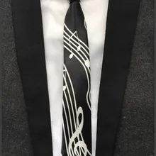 5 см галстук музыкальный нот галстук черный с белым g-clef Gravata в середине