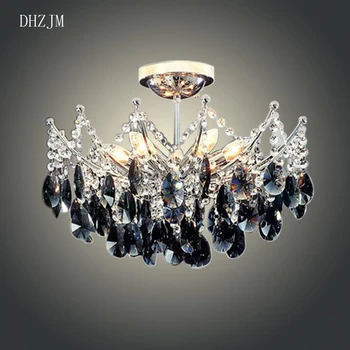 

Hot Sale Black Crystal Chandelier Modern Fashion Living Room Lighting ,restaurant Fixture,diameter 40cm,e14*6,220 Voltage forDHL