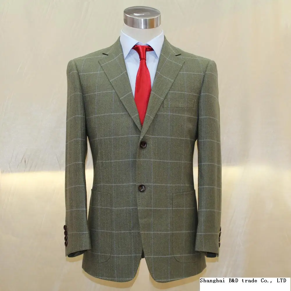 heavy army green wool with big window plain uk style man's