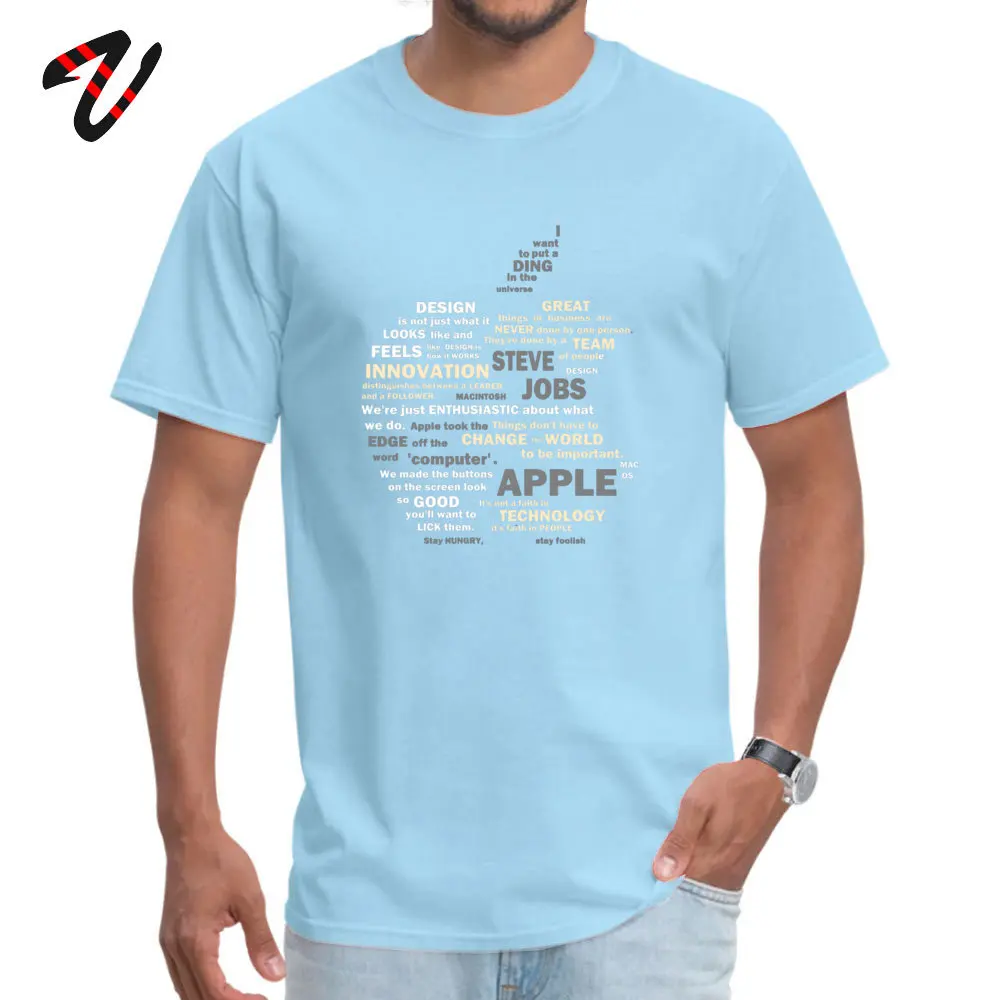 Men's Brand New Normal Tops Shirts Crewneck Summer 100% Cotton Top T-shirts Printed Short Sleeve Apple Quote Cloud Tops Shirt Apple Quote Cloud 502 light