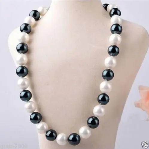 

xiuli 0015581 10-11mm natural south sea black white pearl necklace 18inch