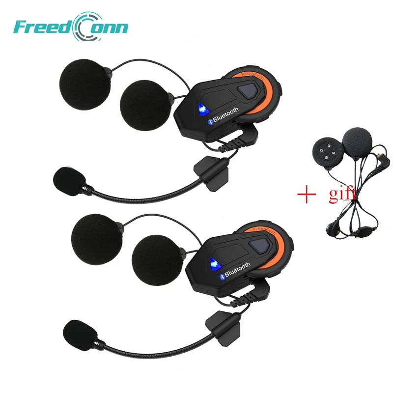 

2PCS Freedconn T-max Motorcycle Intercom Helmet Bluetooth Headset 6 Riders Group Talking FM Radio Bluetooth 4.1 + Soft Earpiece