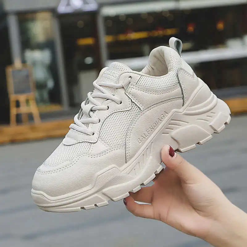 

Women Shoes 2019 New Chunky Sneakers For Girl Running Shoes Outdoor Dad Shoes Platform Sneakers INS Hot Increased White shoes