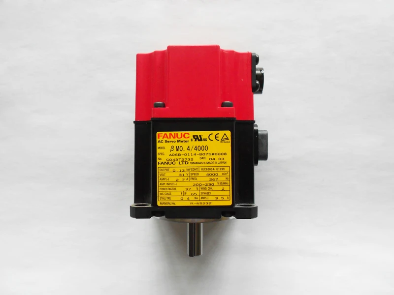 FANUC AC servo motor A06B-0114-B075 from working CNC machine Beta M0. 4/4000