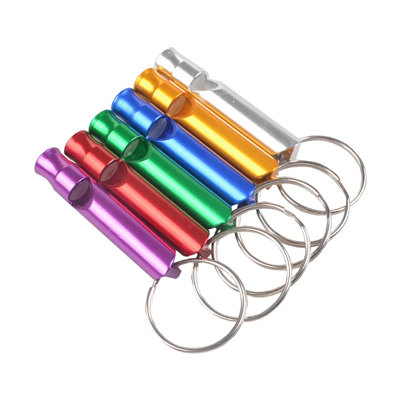1pc Mini Aluminum Alloy Whistle Keyring Keychain pet dog whistle for training Survival Safety Sport Camping Hunting Random Color