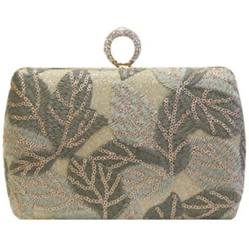 

New Women'S Sequins Evening Dress Clutch Bling Embroidery Clutch Bag Wallet Banquet Bag Women'S Ring Bag