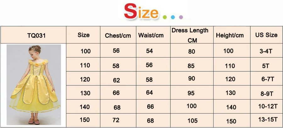 Cartoon Girls Belle Dress Kids Yellow Fancy Dress for Cosplay Costume Beauty Beast Ball Gown Kids Carnival Halloween Dresses (8)