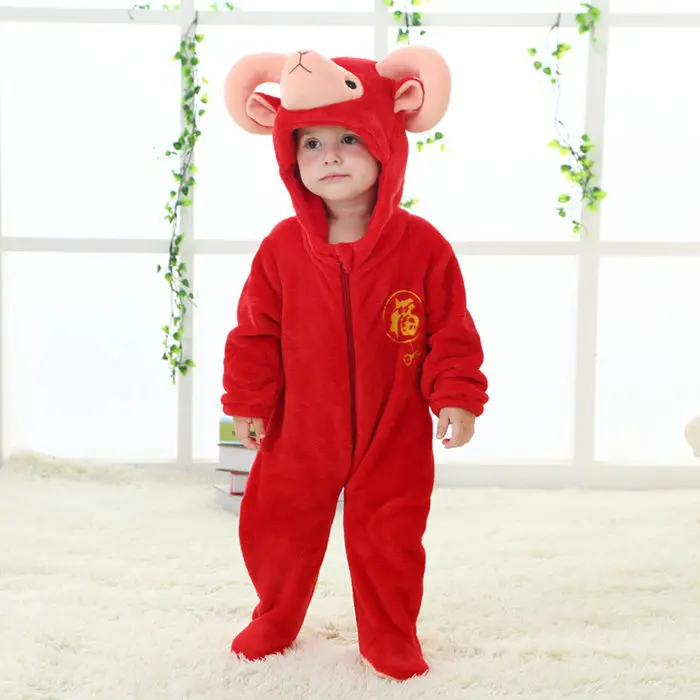 Розничная, новинка года, Китай, красный овечий детский спальный костюм с героями мультфильмов Домашняя одежда с изображением животных Одежда для детей 63