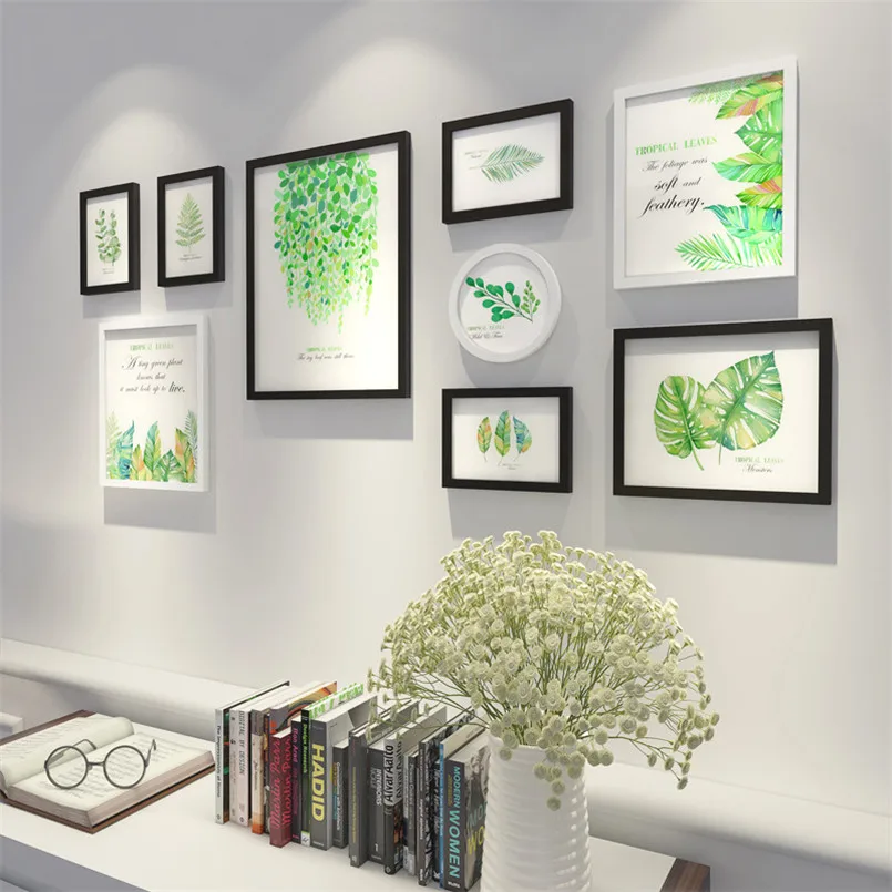 Pastoral 9pcs/set Black White Wood Photo Frame Art Home Decorations