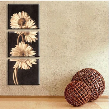 

Modern Canvas Living Room Pictures 3 Pieces White Sunflower Frame HD Printed Painting Wall Art Modular Poster Home Decoration