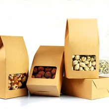 8*15,5*5 см 20 шт натуральный перегерметичный коричневый стоячий крафт-бумажный пакет коробки перерабатываемые свадебные подарки украшения Еда складываемая коробка для бумаг