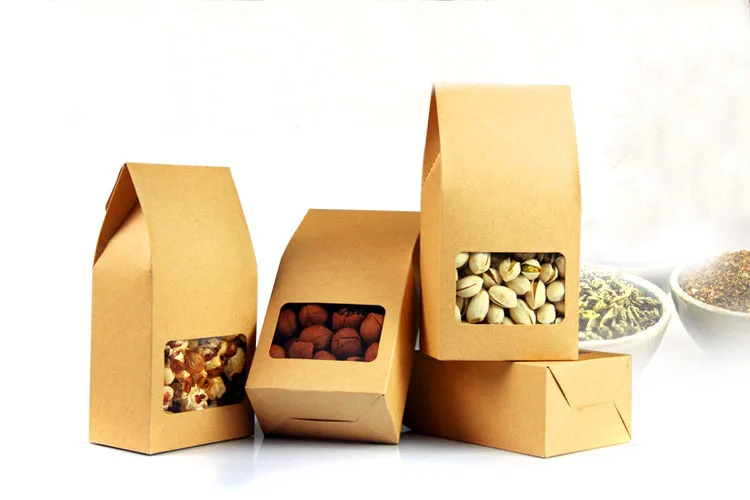 0 : Buy 8*15.5*5cm 20pcs natural resealable brown stand up kraft paper bags boxes ...