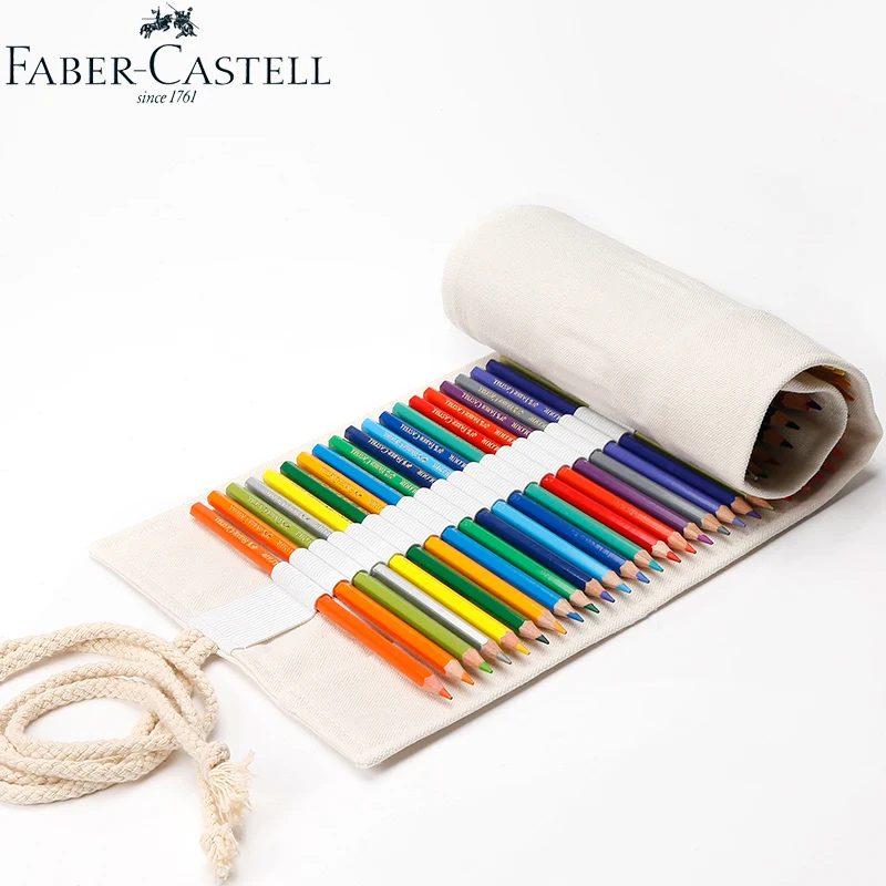 

Faber-Castell Canvas School Pencil Case 50 Holes Roll Up Portable Pencil Bag School Supplies Material Escolar