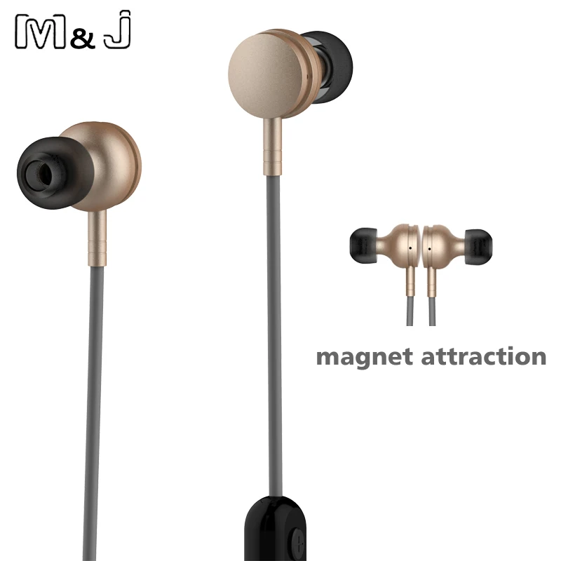 M & J Новые беспроводные Bluetooth 4 1 Стерео Наушники магнитные металлические наушники