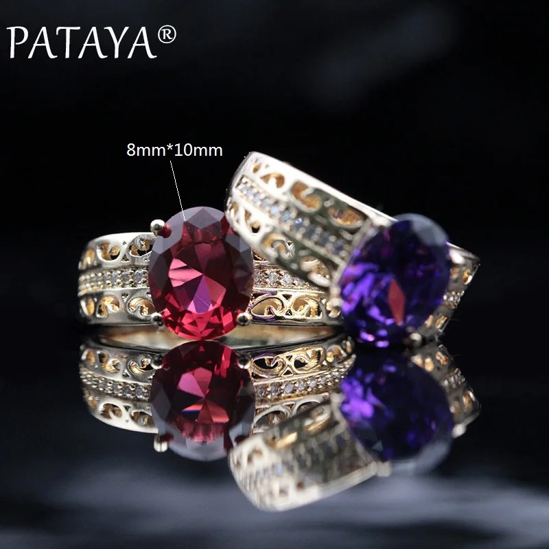 PATAYA, новинка, изысканные, благородные, 585, розовое золото, 4 цвета, овальные, натуральный циркон, кольца для женщин, для свадьбы, вечеринки, изысканные, модные, романтические ювелирные изделия