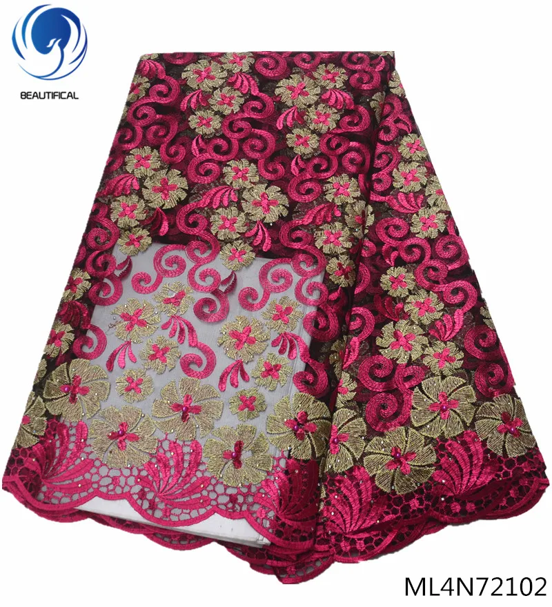 

Beautifical african lace fabrics french net laces with beads and stones 2019 african laces dress for women 5yards/lot ML4N721