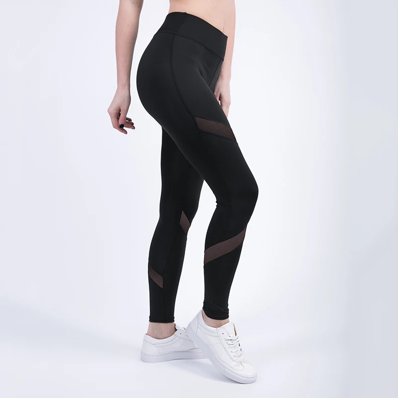 Каминского черный Athleisure длинные брюки для Для женщин летние упругие Slim Fit Леггинсы узкие брюки стильная женская обувь сетки сращивания