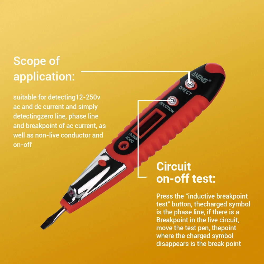 

VD700 Digital Voltmeter Electrical Voltage Tester Meter Test Pen Multi-functional LCD Display Voltage Detector for Electrician