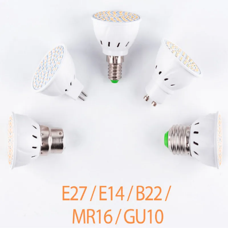 220 v led gu10 Светодиодные лампы e27 e14 b22 mr16 48 бусины из бисера 60 80 бусины 5 шт./лот Бесплатная доставка