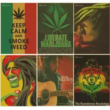 Póster Retro Para mantener la calma y el humo, póster de hierba Bob marley/reggae jamaicano, Papel kraft marrón, pósteres vintage, decoración de bar o habitación