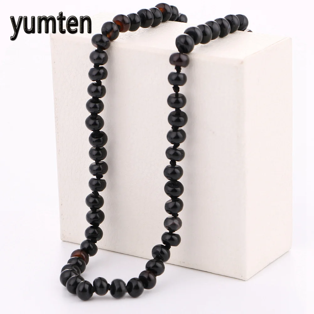 

Yumten Black Agate Necklacee Power Natural Stone Woman High End Jewelry Gem Crystal Short Section Clavicle Chainround Beads Gift