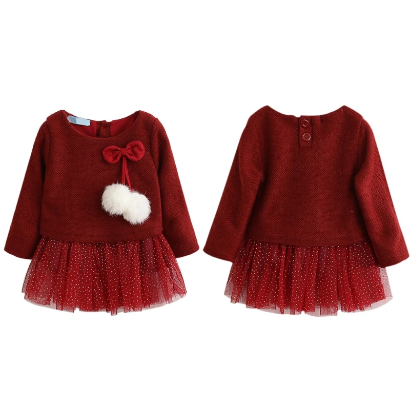 Модные Детские платья для малышей платья для маленьких девочек зимние праздничные платья принцессы с длинными рукавами одежда для маленьких девочек S2