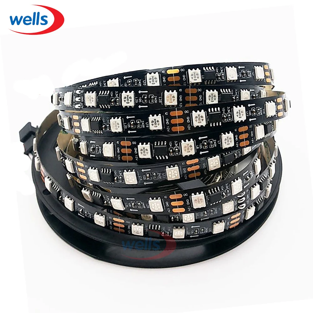 WS2811 DC12V led strip 5m 30/48/60 leds/m,10/16/20 pcs ws2811 ic/meter, White/Black PCB, 2811 led Addressable Digital strip