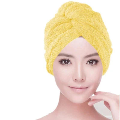 Anpro коралловый бархат сухие волосы для ванной для женщин полотенце кепки быстросохнущая микрофибра тюрбан Supeir крышка абсорбирующая повязка на голову - Цвет: yellow