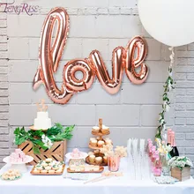 FENGRISE 1pc Giant Love Balloons Rose Gold Letter Ballon Wedding Party Decoration Valentines Day Gift Supplies Bride Foil Baloon шары воздушные воздушные шары