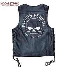 Maresteed светильник светоотражающий флуоресцентный безопасный мотоциклетный жилет череп телячья кожа жилет Мото Байкер жилет без рукавов куртка M188