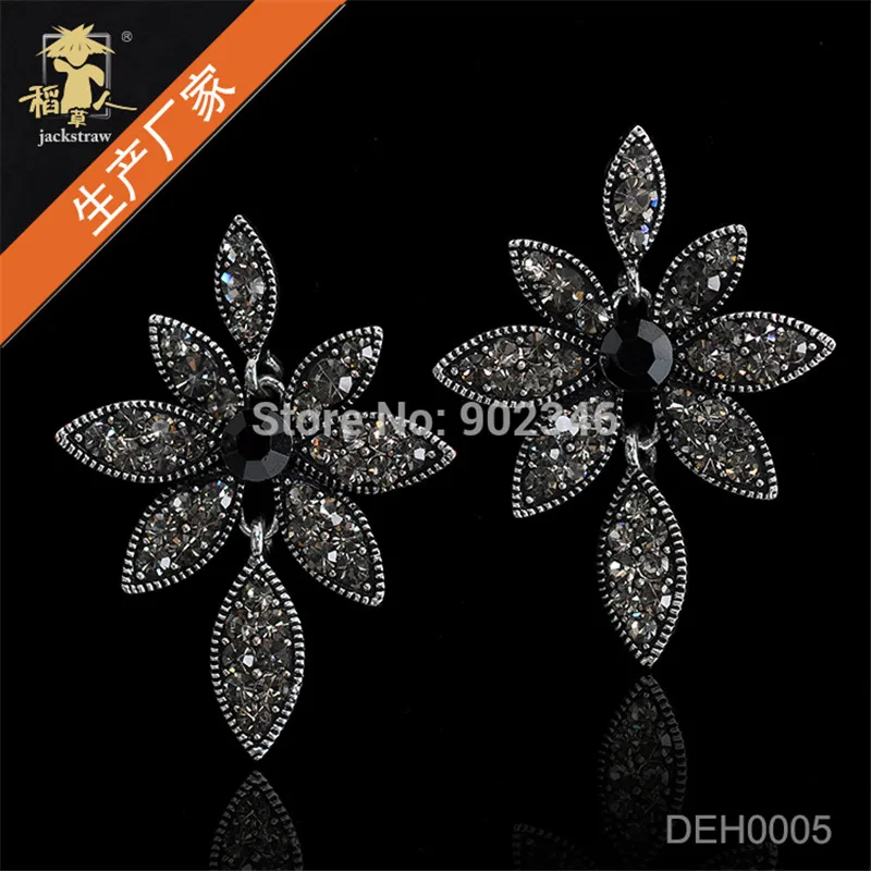 

2019 New Sale Fashion Vintage Retro Smart Flower Pendant Earring Cute Black Silver Alloy Earrings Free Shipping