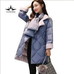 Leiouna зима 2019 новая теплая одежда на гусином пуху пальто, длинная куртка плотная накидка Стиль женская одежда качественная парка