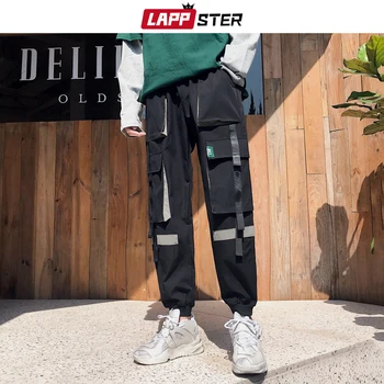

LAPPSTER Ribbons Japanese Streetwear Joggers Pants 2020 Men Hip Hop Black Track Pants Couple Overalls Trousers Pocket Sweatpants