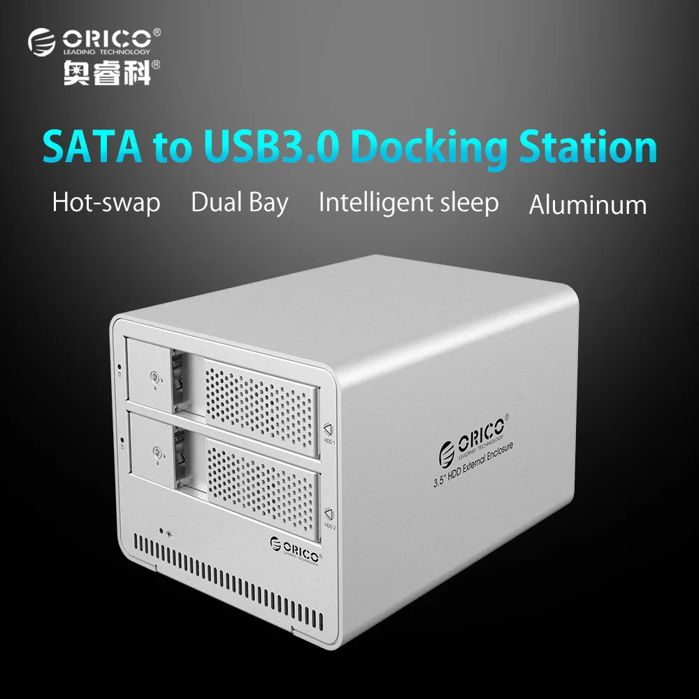 ORICO 9528U3 2 bay USB3 0 Aluminum 3 5 External SATA HDD SSD Enclosure Sliver Box