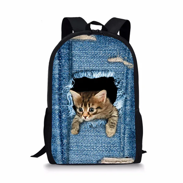 FORUDESIGNS/Очаровательные школьные сумки с котенком и кошкой для девочек-подростков; рюкзак для студентов; Kawaii; фиолетовый рюкзак; Mochila; Новинка года - Цвет: C3301C