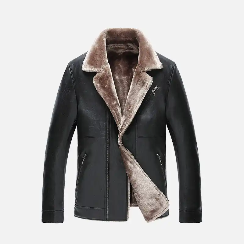 leather jacket with fur men