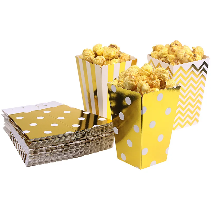 

12pcs/Lot Popcorn Boxes Trio Miniature Scalloped Edge Cardboard Party Cartoon Cinema Candy Snack Bags Movie Supplies