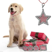DIY Dog Neck Charms Fashion Rhinestone Identity Card Pendant for Dog Mini Photo Frame Key Pendant