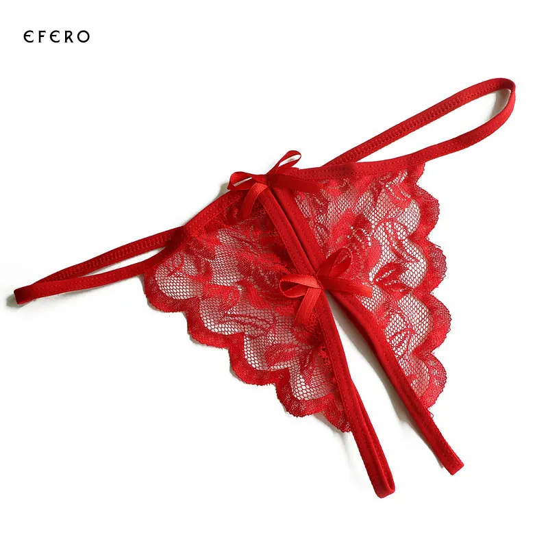 

2PCS Women Sexy Panties With Hole Lace Thong Panties Interior Open Brief G-string Underwear Lady Low Raise Female T-back