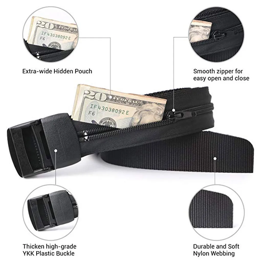 

New Design Free Size Wallet Belt Travel Security Money Belt Hidden Money Pocket Cashsafe Anti-Theft Fashion Cloth Accessories