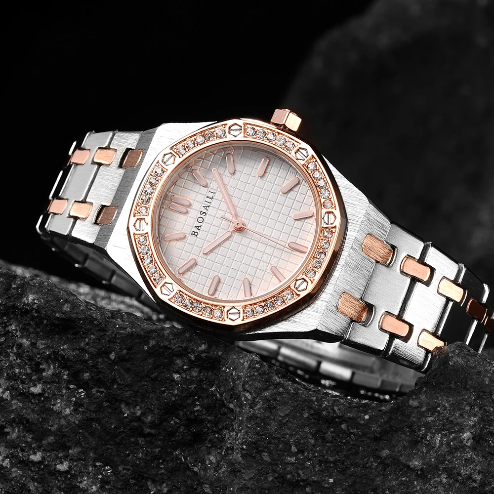 

BSL1039 BAOSAILI Octagon Shape Face Interval Silver Gold Women Luxury Watches Waterproof life