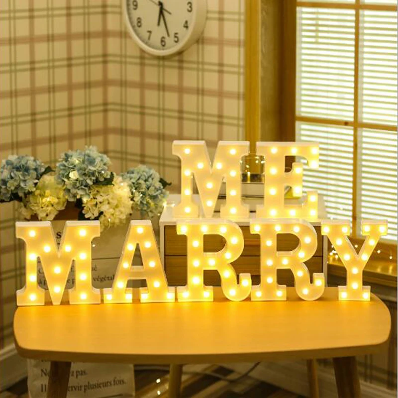Digital Letter LED Night Light Marquee Sign Alphabet Lights Lamp Home Club Outdoor Indoor Wall Decor Valentine's Day Gift (16)