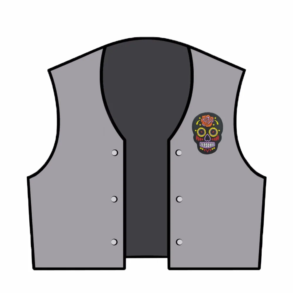 Flower skull vest jacket front patch DIY customized iron-on cool biker mini patches any size logo (3)