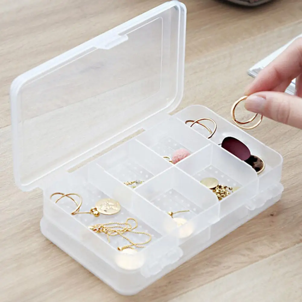

Plastic Double Side 6 Slots Jewelry Storage Box Case Earrings Organizer Holder